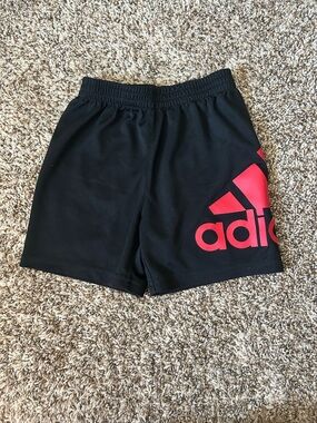adidas Black Shorts with Red Logo